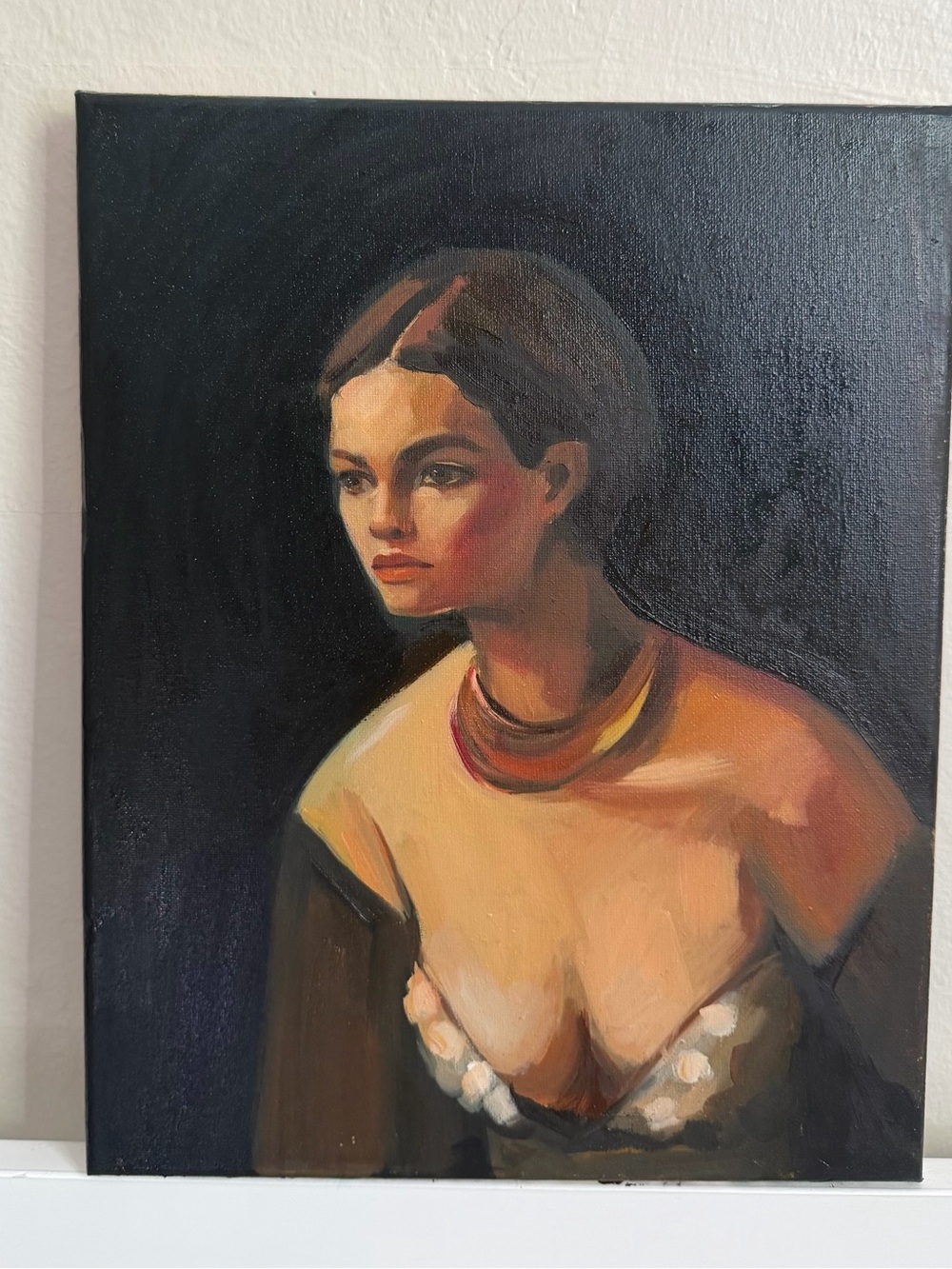 Distant Thoughts – Original Oil Painting, Woman Portrait, 11x14